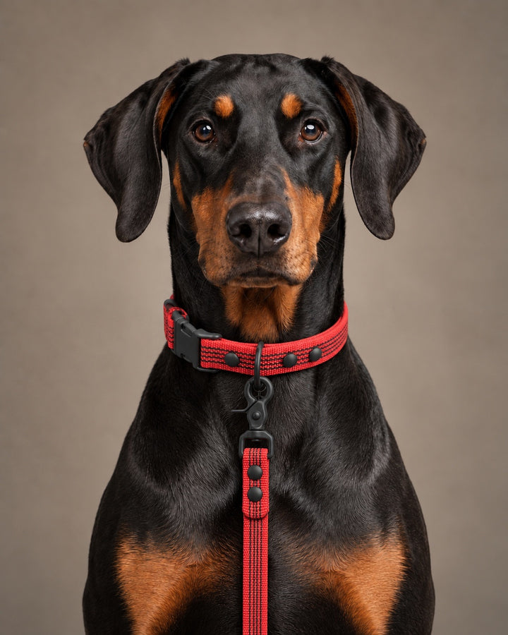 Leash BASIC, Red / Black, an einem Hund