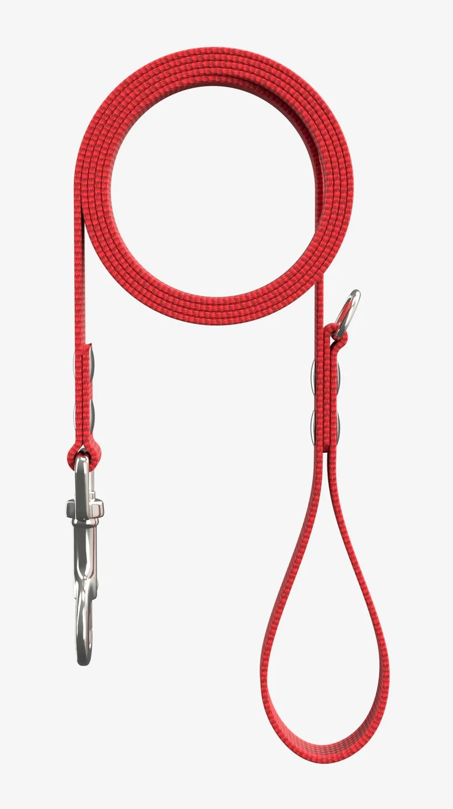 Leash BASIC in Red mit Beschlägen in Silver, Snap-Haken, Cap Nieten, Teile nummeriert