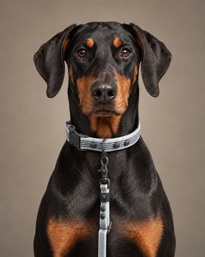 Leash FLEX, Gray / Black, on a dog